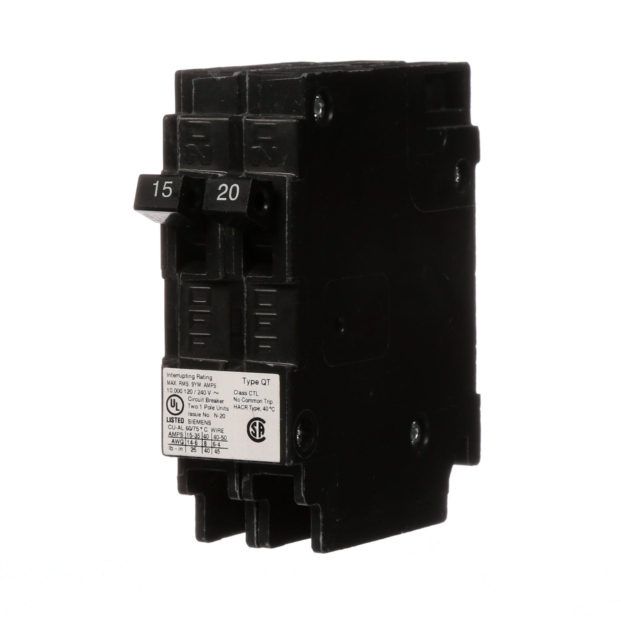 BREAKER 15/20A 1P 120V 10K QT DUPLEX 10 KAIC