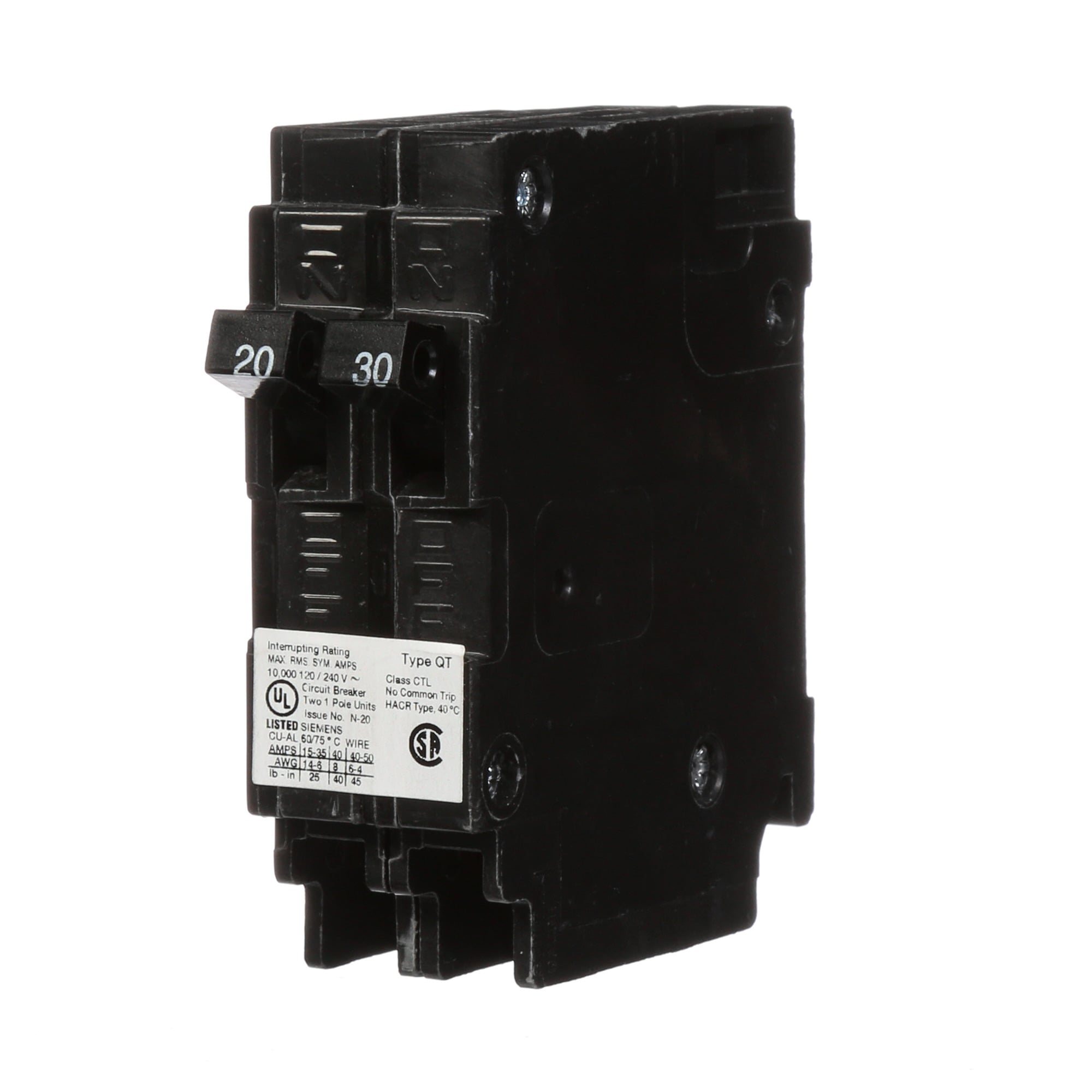  Low Voltage Residential Circuit Breakers Miniature Thermal Mag Circuit Breakers - Duplex, Triplex, Quadplex are Circuit Protection Load Center Mains, Feeders, and Miniature Circuit Breakers. Type QT Application Electrical Distribution Standard UL 489 Voltage Rating 120V Amperage Rating 20-30A Trip Range Thermal Magnetic Interrupt Rating 10 AIC Number Of Poles 1P