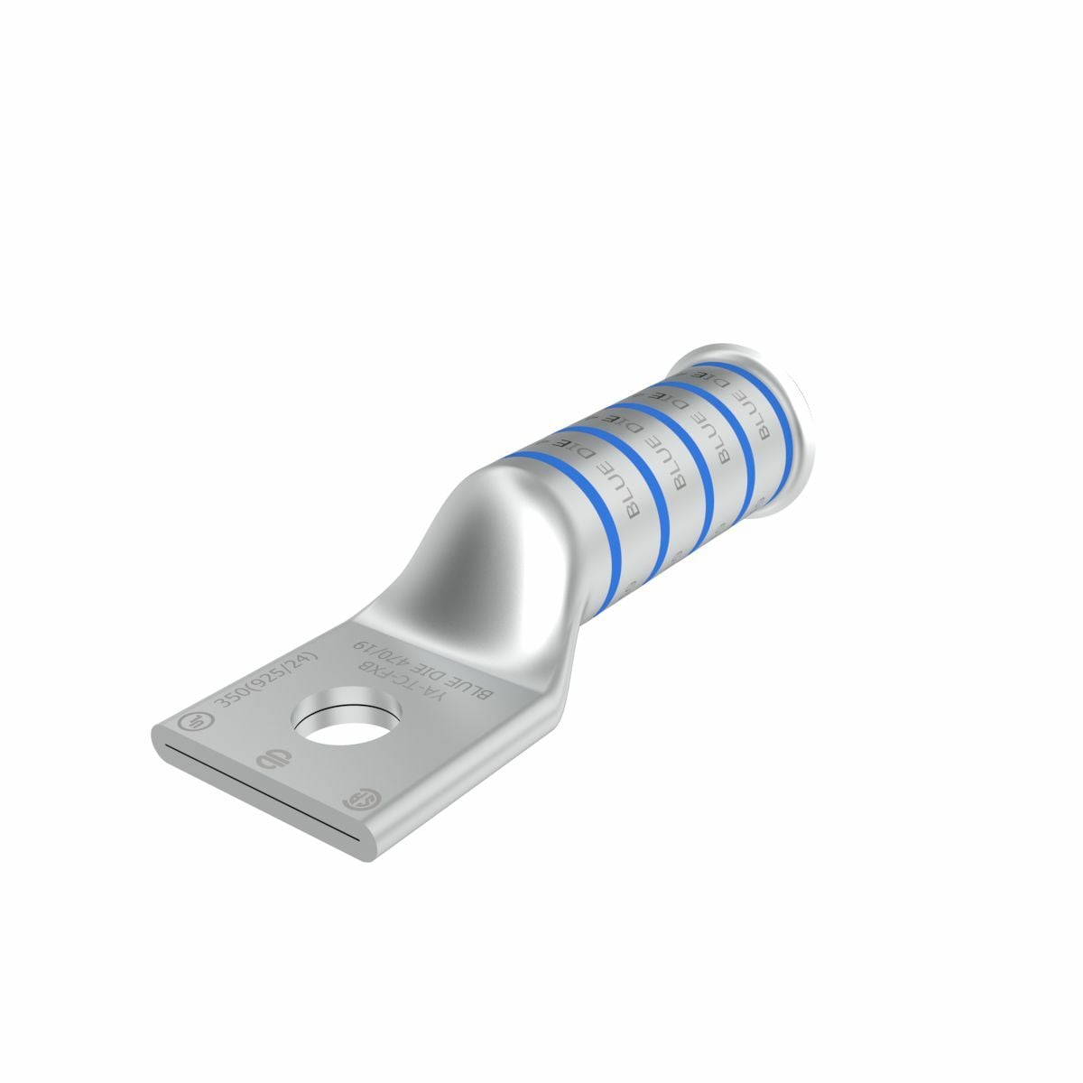 350 kcmil G,H,I,K,M,373 DLO CU, One Hole, 1/2 Stud Size, Long Barrel, Bell End, Tin Plated, UL/CSA, 90?C, Up to 35kV, Blue Color Code, 19 Die Index.