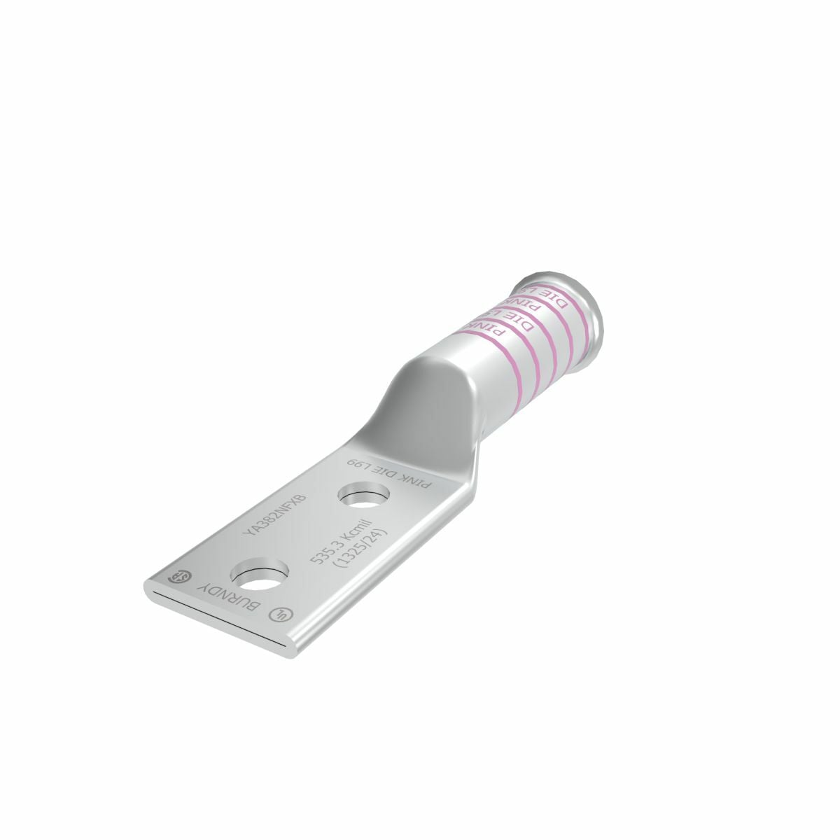 500 kcmil H,I,K / 550 kcmil G,H,I,535 DLO CU, Two Hole, 1/2 Stud Size, 1-3/4 Hole Spacing, Long Barrel, Bell End, Tin Plated, UL/CSA, 90?C, Up to 35kV, Pink Color Code, L99 Die Index.