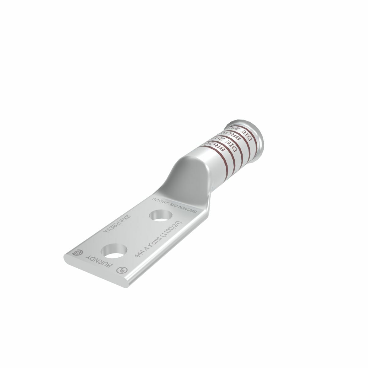 500 kcmil G, H, 444 DLO CU, Two Hole, 1/2 Stud Size, 1-3/4 Hole Spacing, Long Barrel, Bell End, Tin Plated, UL/CSA, 90?C, Up to 35kV, Brown Color Code, 20 or 299 Die Index.
