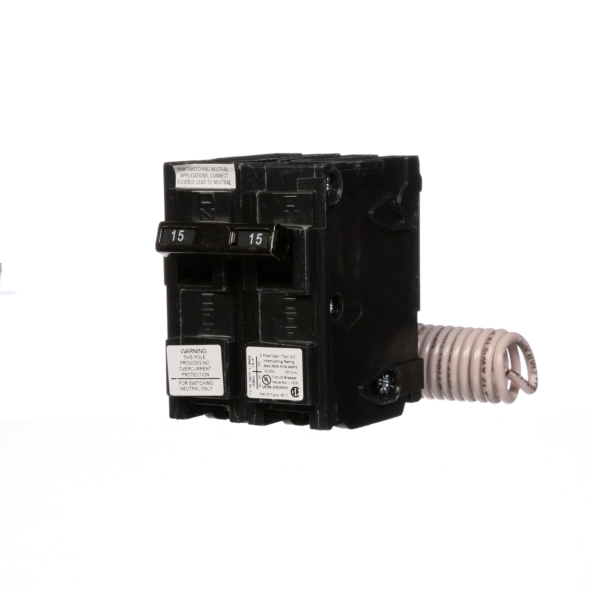  Low Voltage Residential Circuit Breakers Miniature Thermal Mag Circuit Breakers - Special App are Circuit Protection Load Center Mains, Feeders, and Miniature Circuit Breakers. Type BG Special Features Switching Neutral ApplicationElectrical Distribution Standard UL 489 Voltage Rating 120V Amperage Rating 15ATrip Range Thermal Magnetic Number Of Poles 2P