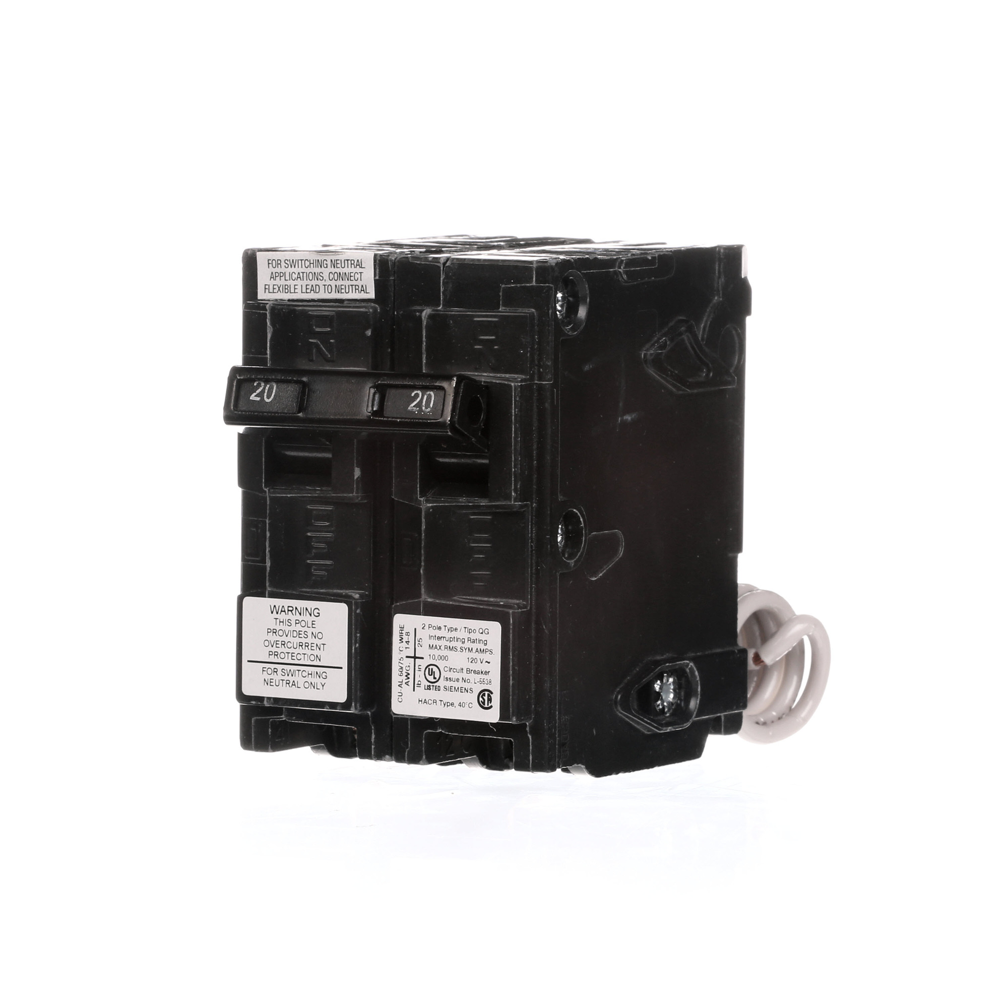  Low Voltage Residential Circuit Breakers Miniature Thermal Mag Circuit Breakers - Special App are Circuit Protection Load Center Mains, Feeders, and Miniature Circuit Breakers. Type BG Special Features Switching Neutral ApplicationElectrical Distribution Standard UL 489 Voltage Rating 120V Amperage Rating 20ATrip Range Thermal Magnetic Number Of Poles 2P