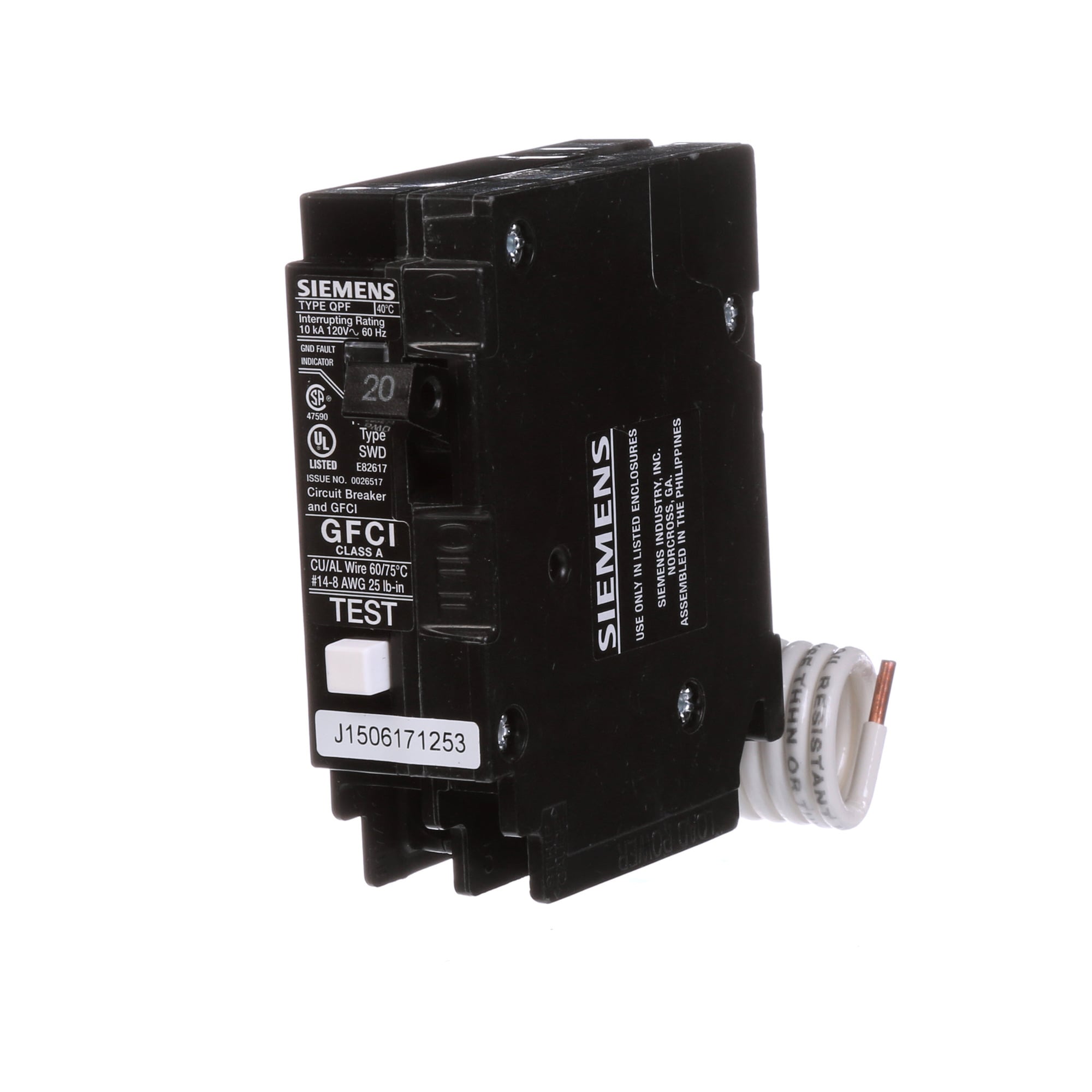  Low Voltage Residential Circuit Breakers Miniature Circuit Breakers GFCI - Personnel Protect 1-pole plug-on 10k are Circuit Protection Load Center Mains, Feeders, and Miniature Circuit Breakers. BREAKER 20A 1P 120V 10K QPF GFCI 5MAReplaced by QF120A