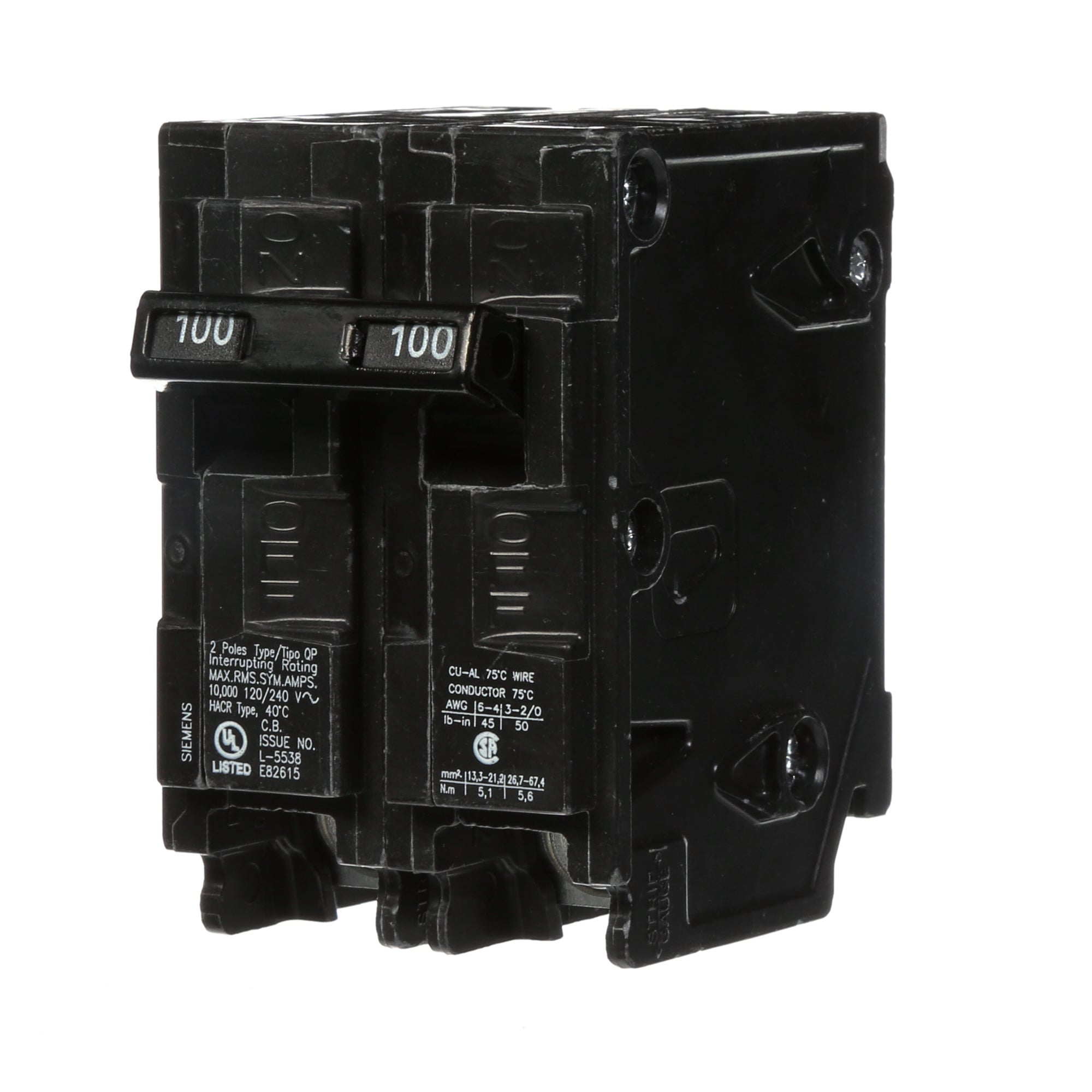  Low Voltage Residential Circuit Breakers Miniature Thermal Mag Circuit Breakers - Type QP/MP, 2-Pole, 120/240VAC are Circuit Protection Load Center Mains, Feeders, and Miniature Circuit Breakers. Type QP/MP Application Electrical Distribution Standard UL 489 Voltage Rating 120/240V Amperage Rating 100A Trip Range Thermal Magnetic Interrupt Rating 10 AIC Number Of Poles 2P