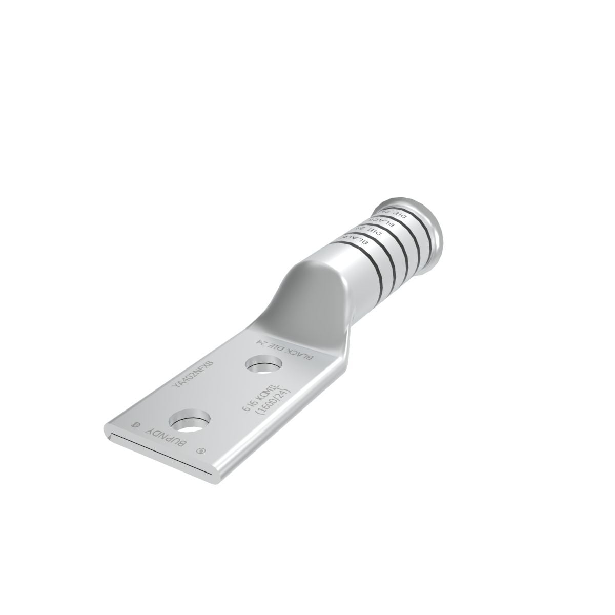 650 kcmil G, 646 DLO CU, Two Hole, 1/2 Stud Size, 1-3/4 Hole Spacing, Long Barrel, Bell End, Tin Plated, UL/CSA, 90?C, Up to 35kV, Black Color Code, 24 Die Index.