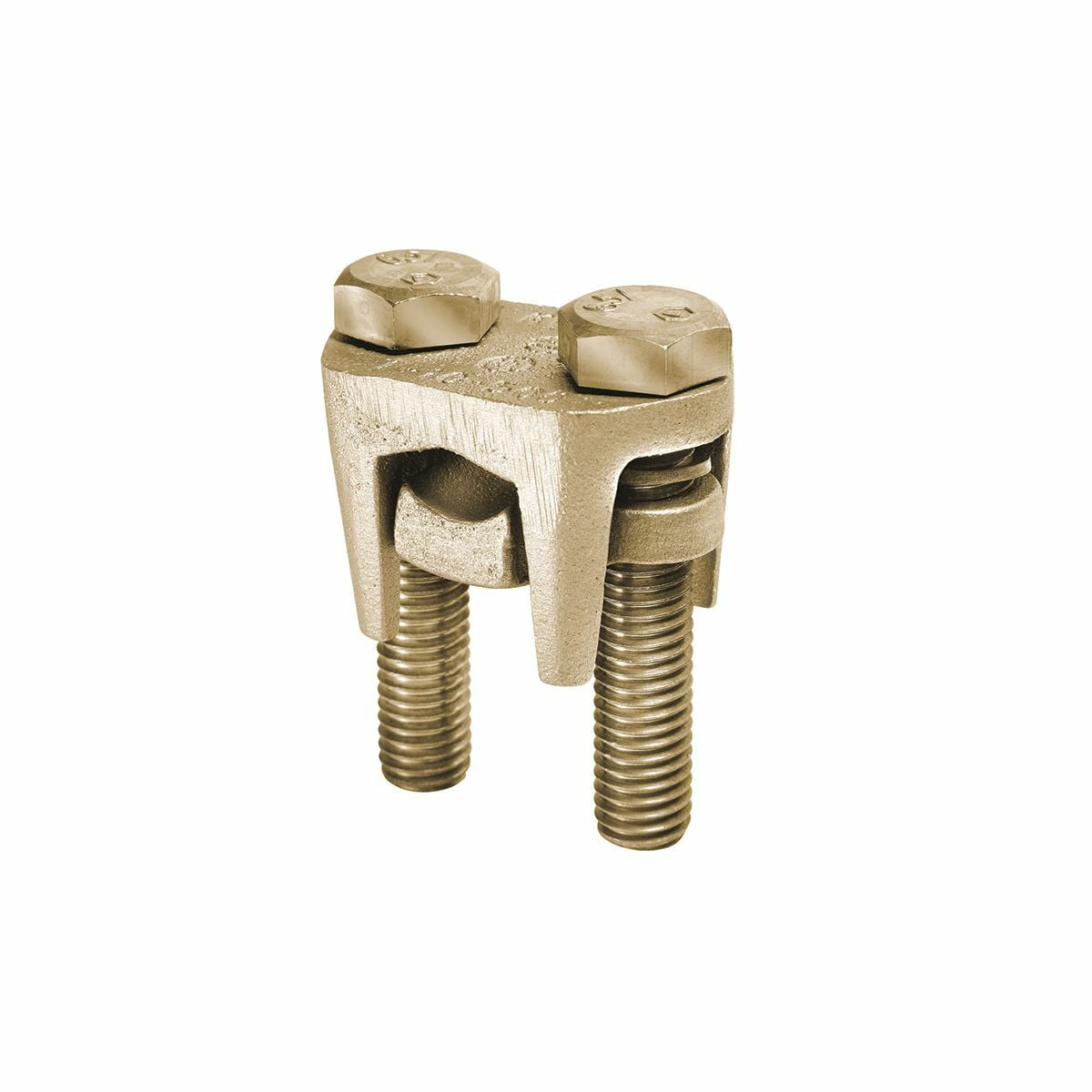 Compact, two-piece, high strength, high copper alloy BURNDY OKLIP recommended for heavy duty connections. Neoprene rings hold DURIUM bolts in place during installation.Installed with ordinary wrench.Recommended tightening torque:180 in-lb.