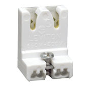 Medium Base, T8 OnlyBi-Pin, Standard Fluorescent Lampholder, Low Profile, Screw Mount, Straight-In Double Edge, Quick-Connect 18AWG Solid or Str. Tinned, White Captive Nut and Screw