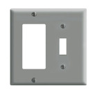 2-Gang 1-Toggle 1-Decora/GFCI Device Combination Wallplate, Standard Size, Thermoset, Device Mount, Gray
