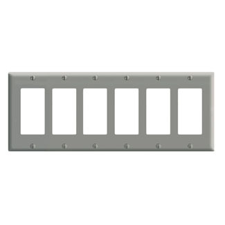 6-Gang Decora/GFCI Device Decora Wallplate, Standard Size, Thermoset, Device Mount, Gray