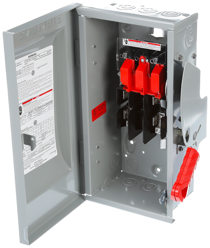  Low Voltage Circuit Protection Heavy Duty Safety Switch. 3-Pole Non-Fused in a type 1 enclosure (indoor). Rated 600VAC (200A).