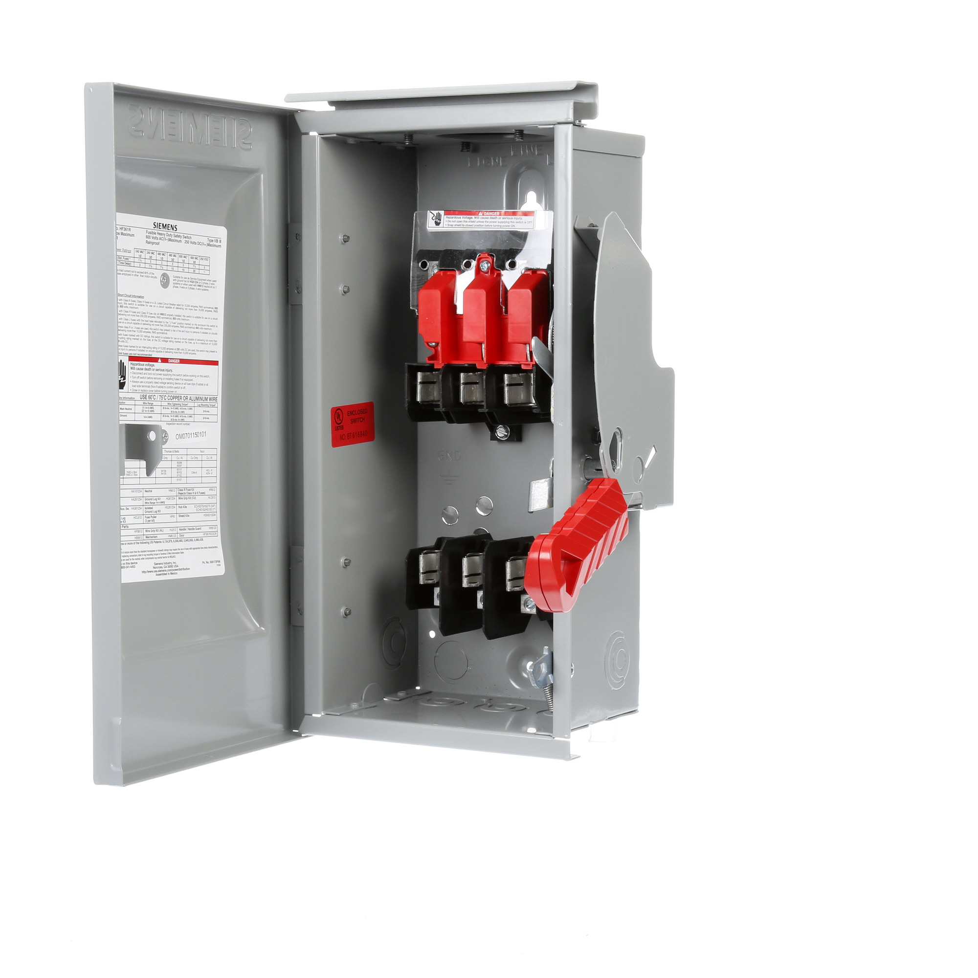  Low Voltage Circuit Protection Heavy Duty Safety Switches. 30A 3P 600V 3W FUSED HD TYPE 3R