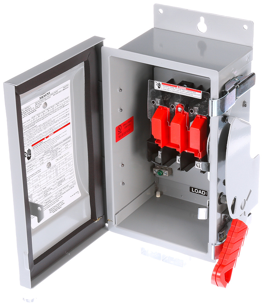 Low Voltage Circuit Protection Heavy Duty Safety Switch. 3-Pole Non-Fused in a type 12 industrial enclosure. Rated 600VAC (60A).