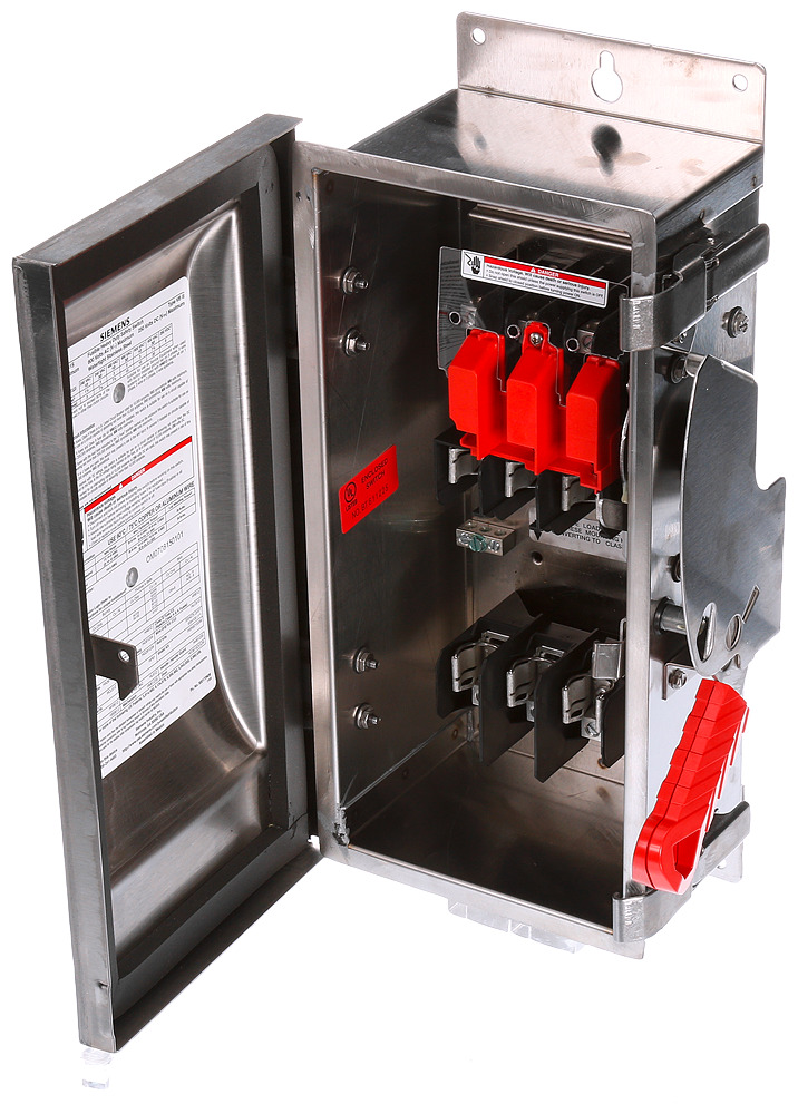  Low Voltage Circuit Protection Heavy Duty Safety Switch. 3-Pole 3-Fuse Fused in a type 4/4X 304 grade Stainless Steel enclosure. Rated 600VAC (30A).