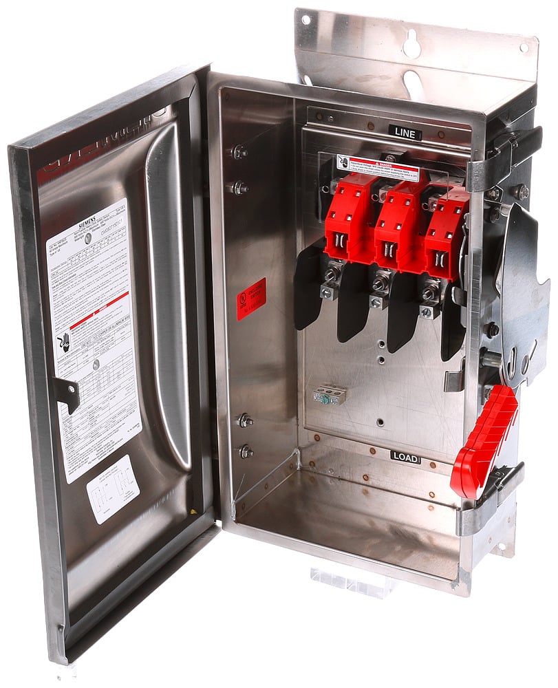  Low Voltage Circuit Protection Heavy Duty Safety Switch. 3-Pole Non-Fused in a type 4/4X 304 grade Stainless Steel enclosure. Rated 600VAC (60A).