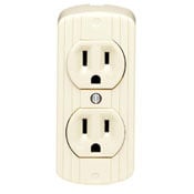  91 15 Amp, 125 Volt, Grounding, Double Surface-Mount, 2 Round Or Flat Plugs Accepted, Brown