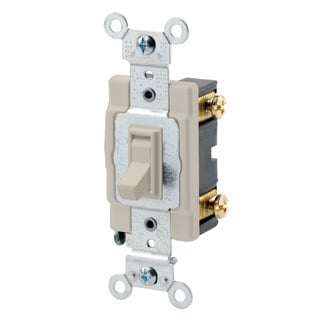 54521-2I Framed Grounding AC Quiet Toggle Switch, 120/277 V AC, 20 A, 800 W, 1000 VA Power Rating