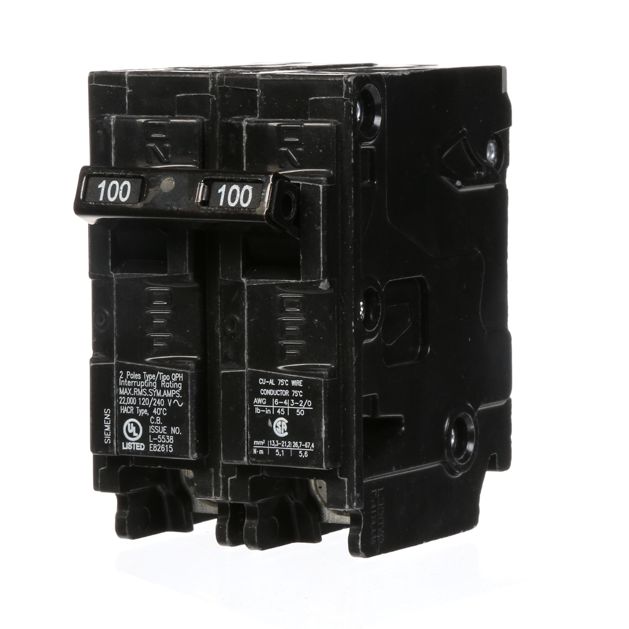  Low Voltage Residential Circuit Breakers Miniature Thermal Mag Circuit Breakers - Type QP/MP, 2-Pole, 120/240VAC are Circuit Protection Load Center Mains, Feeders, and Miniature Circuit Breakers. Type QP/MP Application Electrical Distribution Standard UL 489 Voltage Rating 120/240V Amperage Rating 100A Trip Range Thermal Magnetic Interrupt Rating 22 AIC Number Of Poles 2P