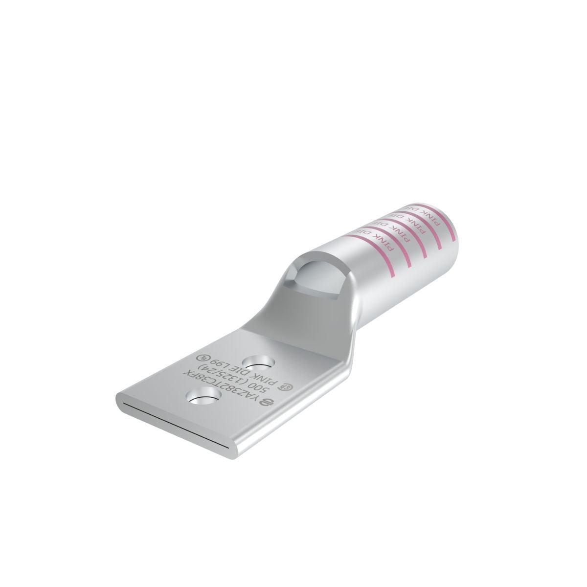 500 kcmil H,I,K / 550 kcmil G,H,I,535 DLO CU, Two Hole, 3/8 Stud Size, 1 Hole Spacing, Long Barrel, Inspection Window, Internal Chamfer, Tin Plated, UL/CSA, 90?C, Up to 35kV, Pink Color Code, L99 Die Index.