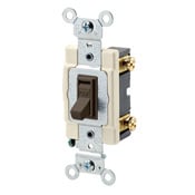 20-Amp, 120/277-Volt, Toggle Framed Single-Pole AC Quiet Switch, Commercial Grade, Grounding, Brown