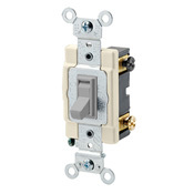 15-Amp, 120/277-Volt, Toggle Framed 4-Way AC Quiet Switch, Commercial Grade, Grounding, Gray