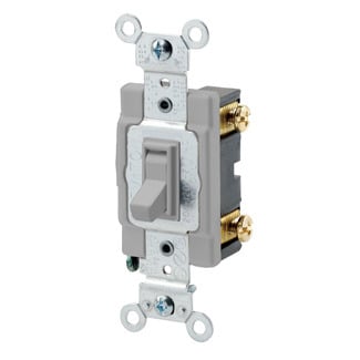 54521-2GY Framed Grounding AC Quiet Toggle Switch, 120/277 V AC, 20 A, 800 W, 1000 VA Power Rating