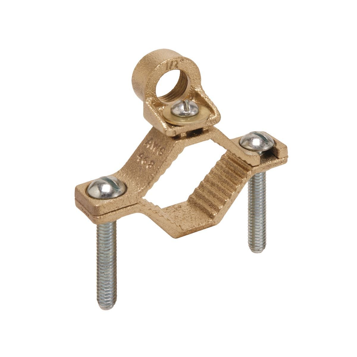 Cast Bronze Clamp, Cable to Water Pipe, 6 AWG ( Sol.), 1/2" - 1" Water Pipe.
