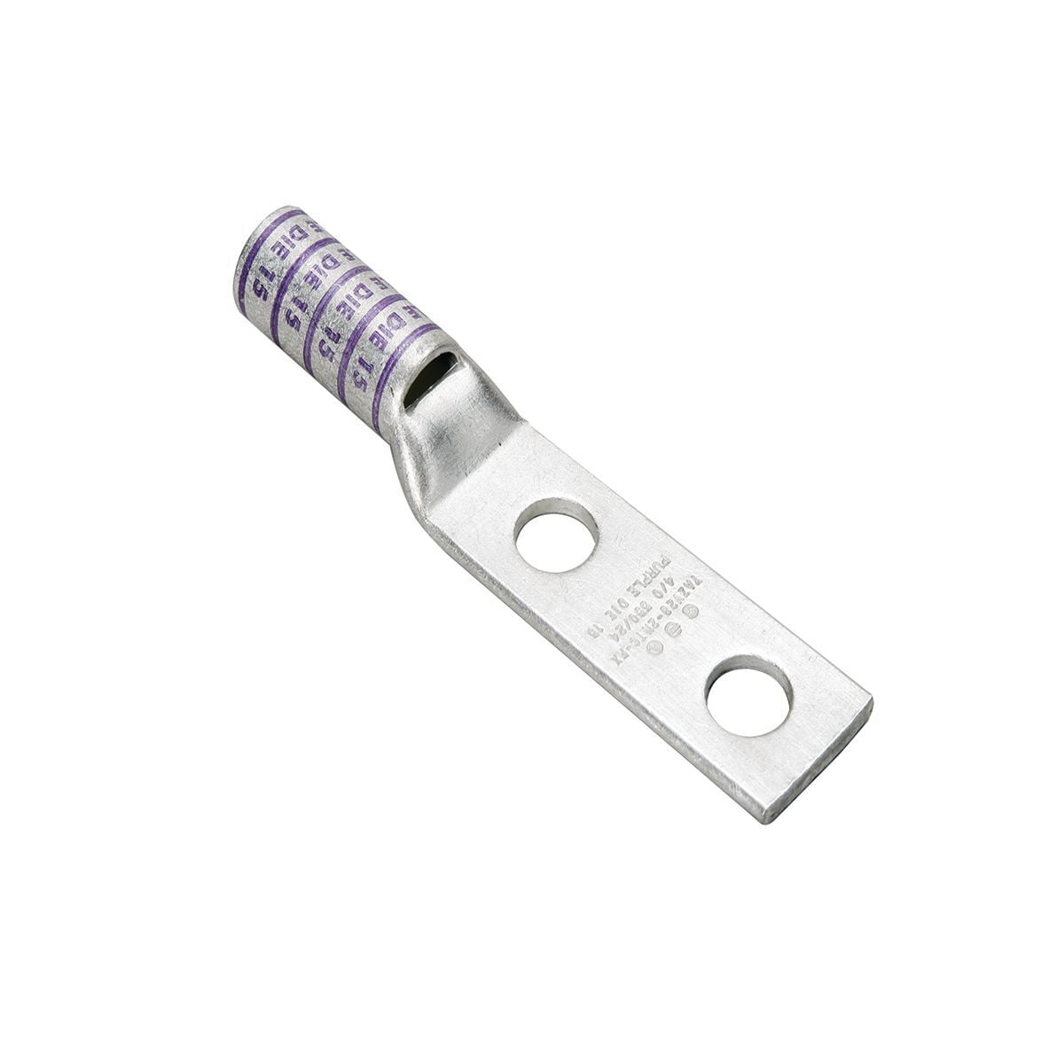 6 AWG CU, Two Hole, #10 Stud Size, 3/4 Hole Spacing, Long Barrel, Inspection Window Internal Chamfer, Tin Plated, UL/CSA, 90?C, Up to 35kV, Blue Color Code, 7 or 374 Die Index.