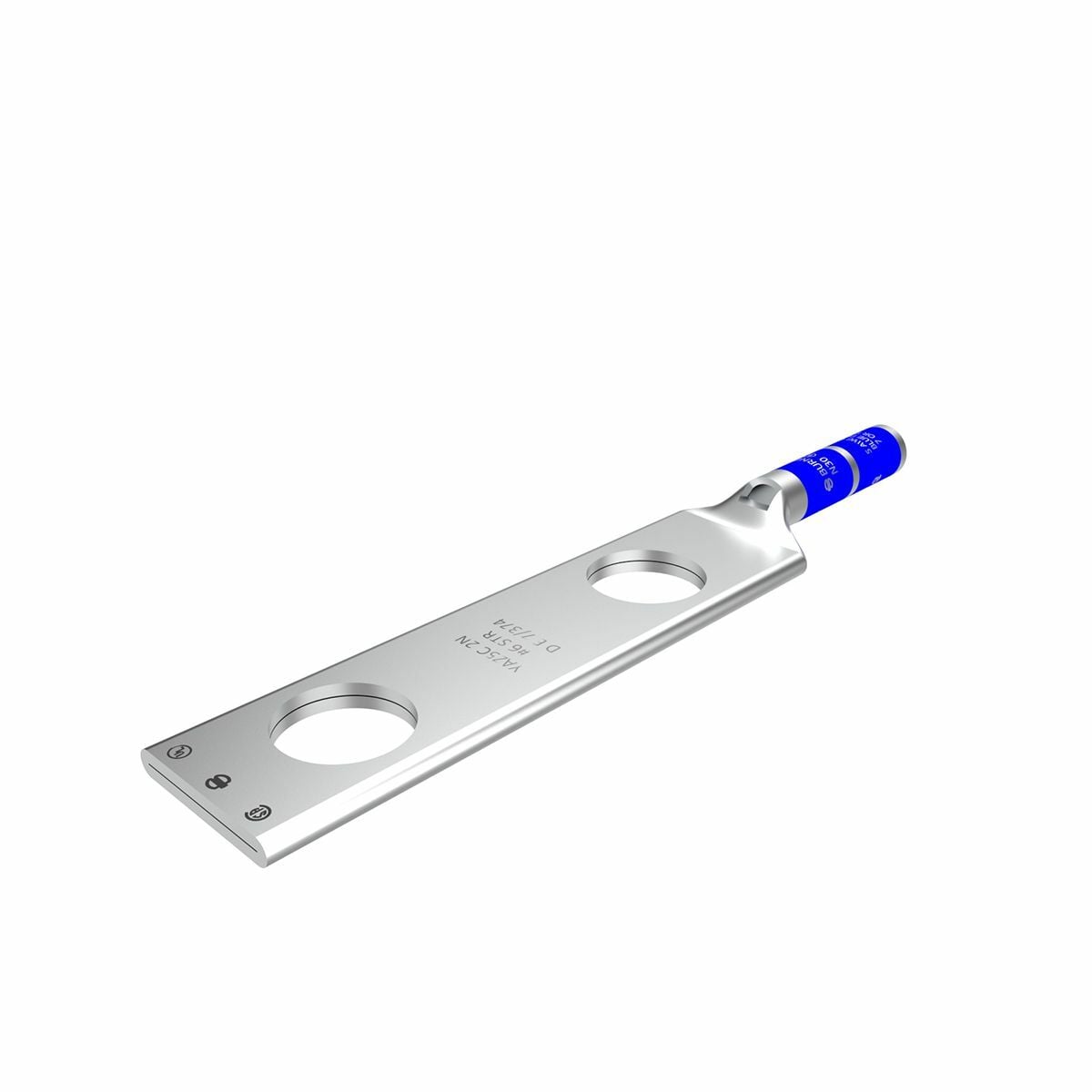 2 AWG CU, Two Hole, 1/2 Stud Size, 1-3/4 Hole Spacing, Long Barrel, Inspection Window Internal Chamfer, Tin Plated, UL/CSA, 90?C, Up to 35kV, Brown Color Code, 10 Die Index.