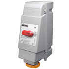 60 Amp, 125/250 Volt, IEC 309-1 & 309-2, 3P, 4W, Mechanical Interlock North American Pin & Sleeve Receptacle, Industrial Grade, IP67, Watertight, Non-Fused - Orange