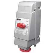 60 Amp, 480 Volt 3-Phase, IEC 309-1 & 309-2, 3P, 4W, Mechanical Interlock North American Pin & Sleeve Receptacle, Industrial Grade, IP67, Watertight, Non-Fused - Red