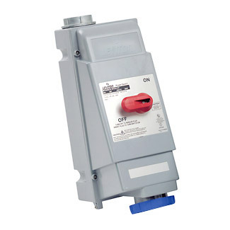 60 Amp, 120/208 Volt 3PY, IEC 309-1 & 309-2, 4P, 5W, Mechanical Interlock North American Pin & Sleeve Receptacle, Industrial Grade, IP67, Watertight, Non-Fused - Blue