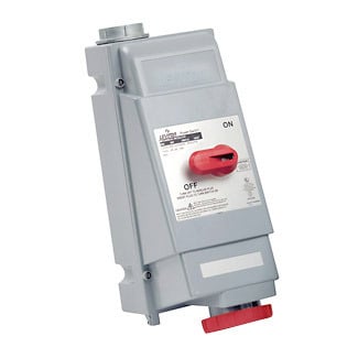 100 Amp, 277/480 Volt 3PY, IEC 309-1 & 309-2, 4P, 5W, Mechanical Interlock North American Pin & Sleeve Receptacle, Industrial Grade, IP67, Watertight, Non-Fused - Red
