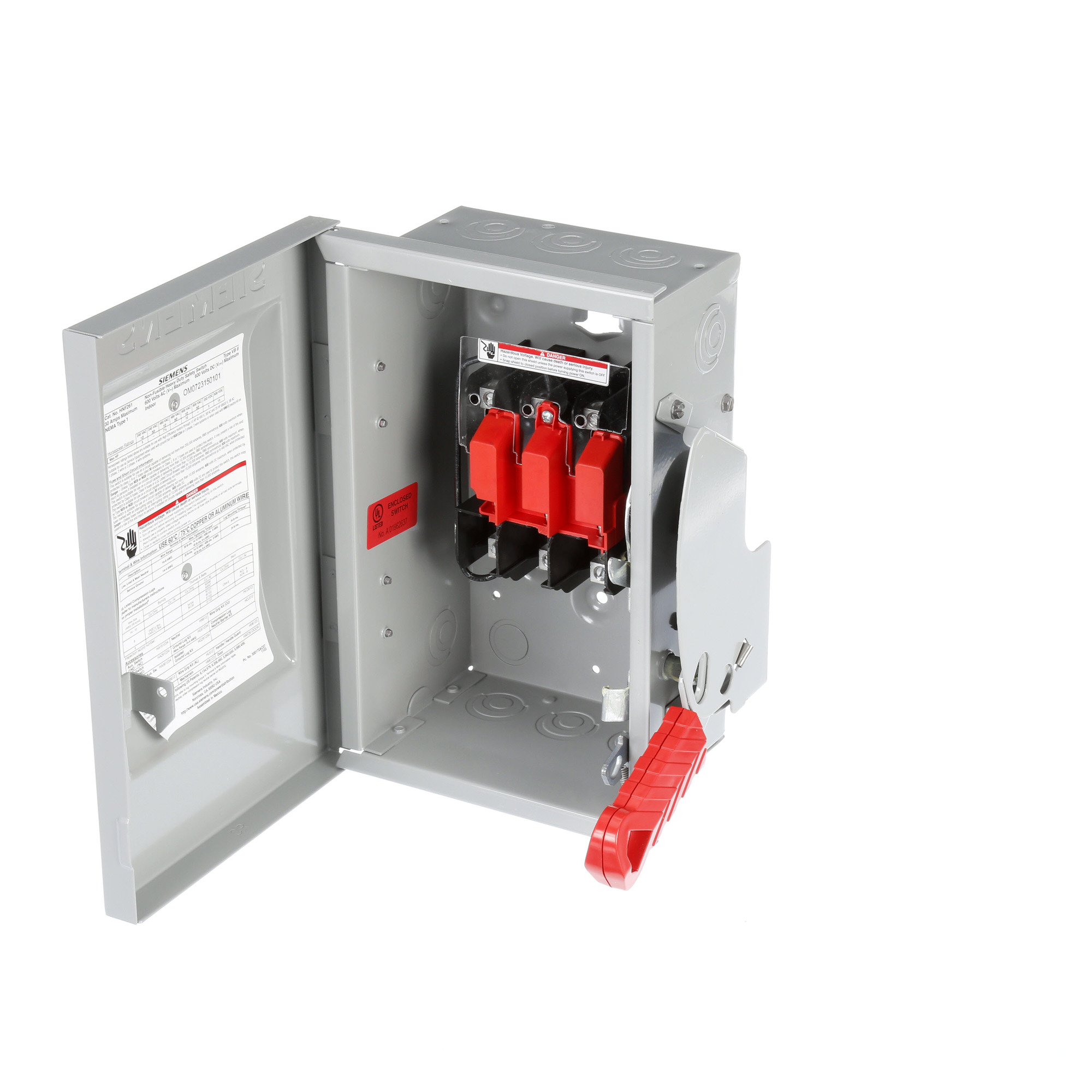  Low Voltage Circuit Protection Heavy Duty Safety Switch. 2-Pole Non-Fused in a type 1 enclosure (indoor). Rated 600VAC (30A).