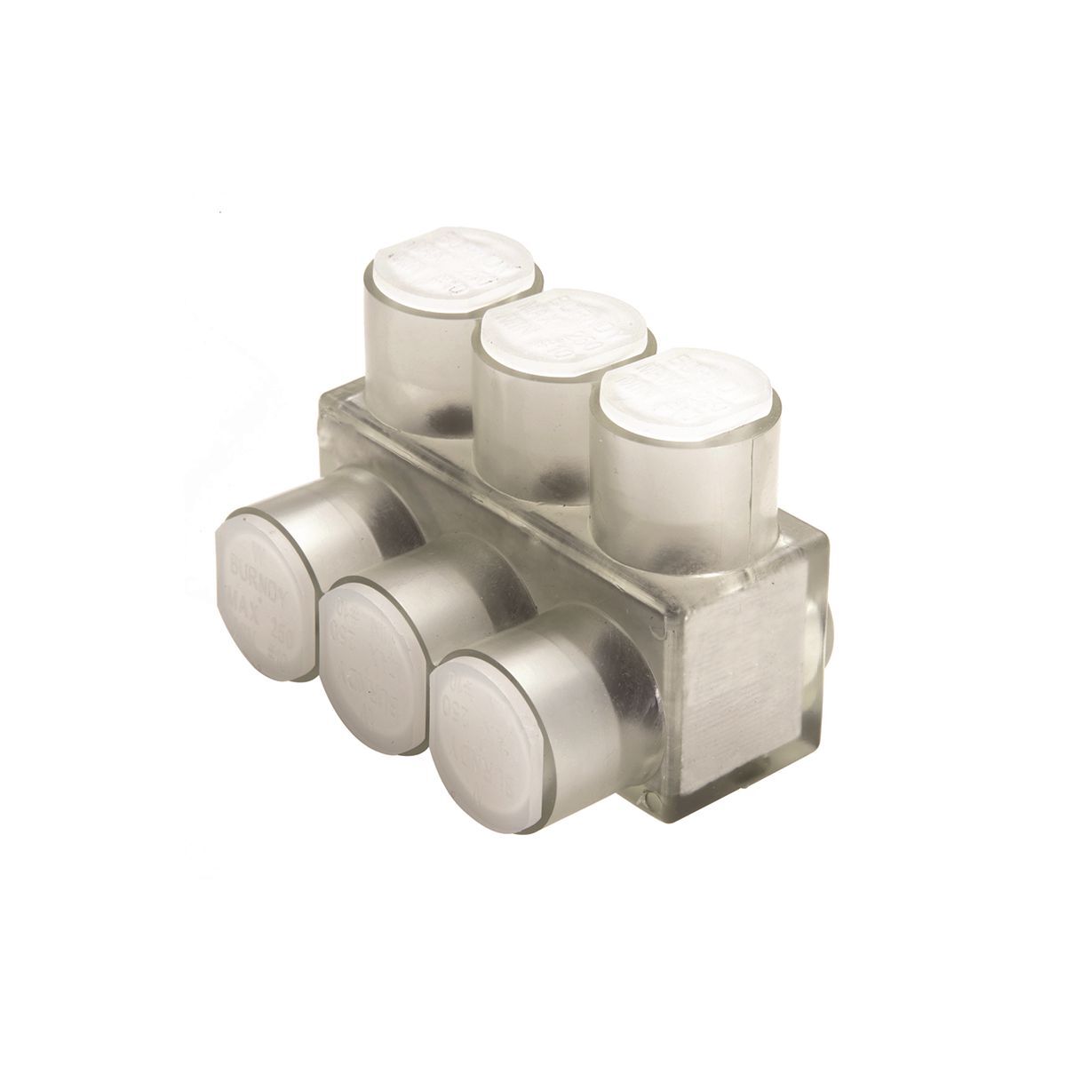 Aluminum Multiple Tap Connector, Clear Insulated, 8 Port, 1 Sided Entry, 4 AWG-600 kcmil, Al/Cu Rated.