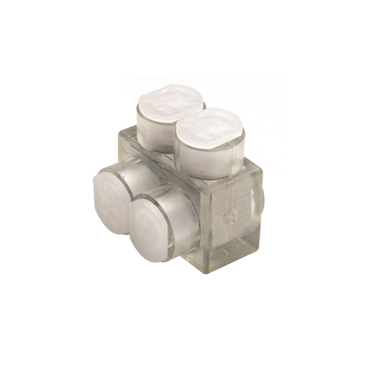 Aluminum Multiple Tap Connector, Clear Insulated, 2 Port, 1 Sided Entry, 4 AWG-600 kcmil, Al/Cu Rated.