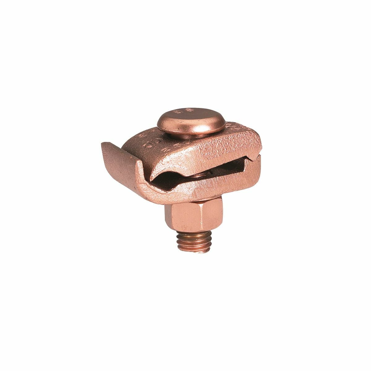 Mechanical Grounding Connector, Cable to 1/4" Thick Bar, 8 AWG (Sol)- 4 AWG (Str), 3/8" Stud1-1/4 IN Width.