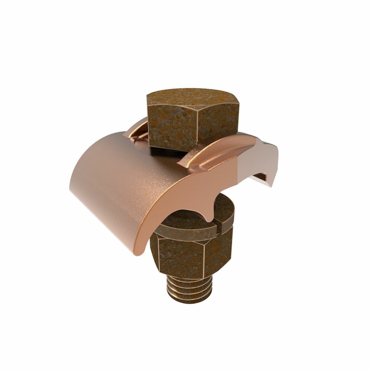 Mechanical Grounding Connector, Cable to 1/4" Thick Bar, 2/0 AWG (Sol) -250 kcmil, 1/2" Stud.