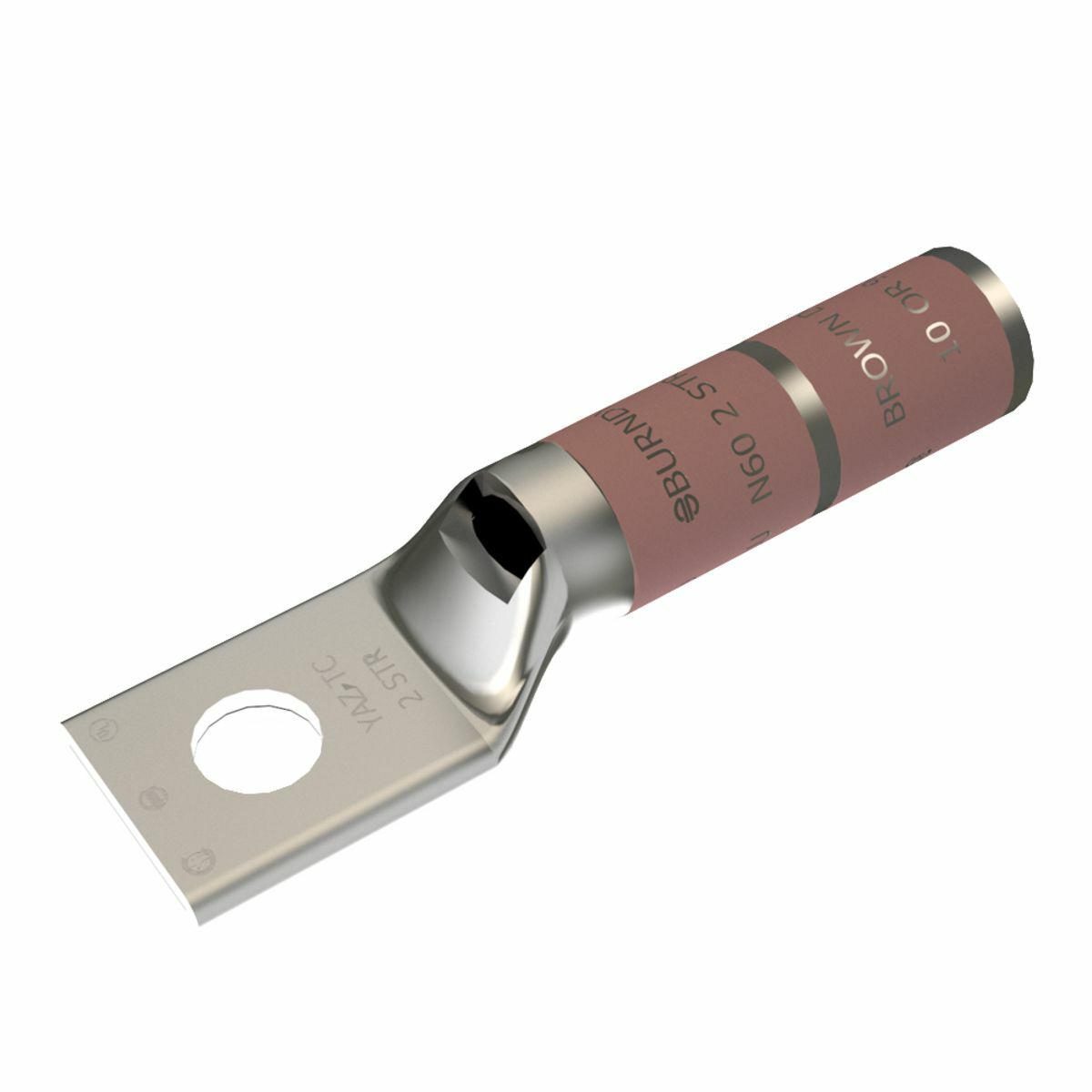 2 AWG CU, One Hole, 3/8 Stud Size, Long Barrel, Inspection Window, Internal Chamfer, Tin Plated, UL/CSA, 90?C, Up to 35kV, Brown Color Code, 10 Die Index.