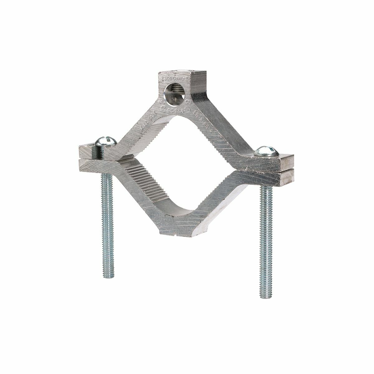 Mechanical Grounding Connector, Cable to Water Pipe, 6 AWG - 250 kcmil, 1-1/4" - 2" Pipe, Al/Cu Rated.