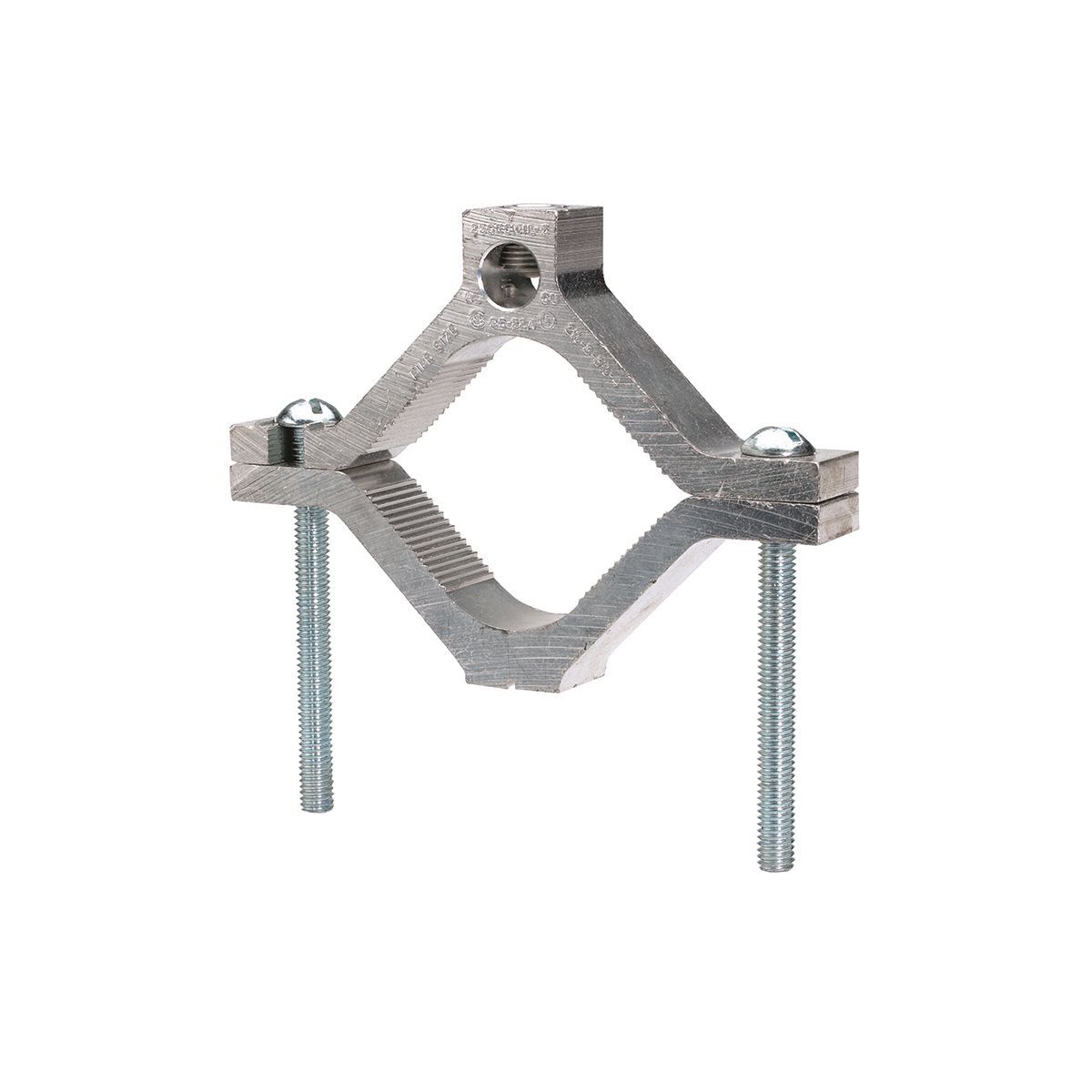 Mechanical Grounding Connector, Cable to Water Pipe,  6 AWG - 250 kcmil,  2-1/2" - 4" Pipe, Al/Cu Rated.
