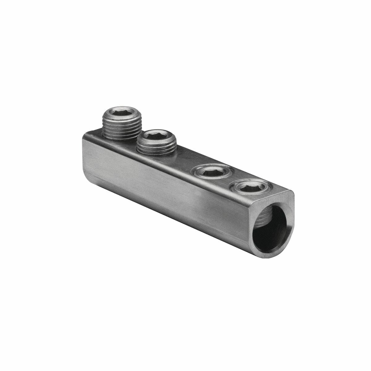 Aluminum Mechanical Splice, 750-250 kcmil, 15/16" Screw Dia, 4 Screws, 1/2" Hex Size, Al/Cu Rated, Tin Plated.