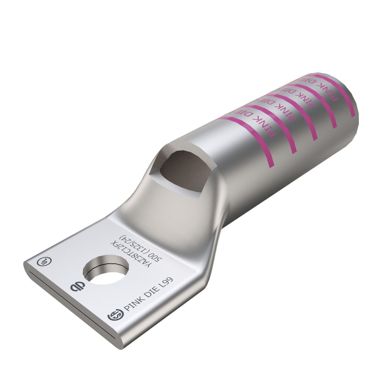 500 kcmil H,I,K / 550 kcmil G,H,I,535 DLO CU, One Hole, 1/2 Stud Size, Long Barrel, Internal Chamfer, Tin Plated, UL/CSA, 90?C, Up to 35kV, Pink Color Code, L99 Die Index.