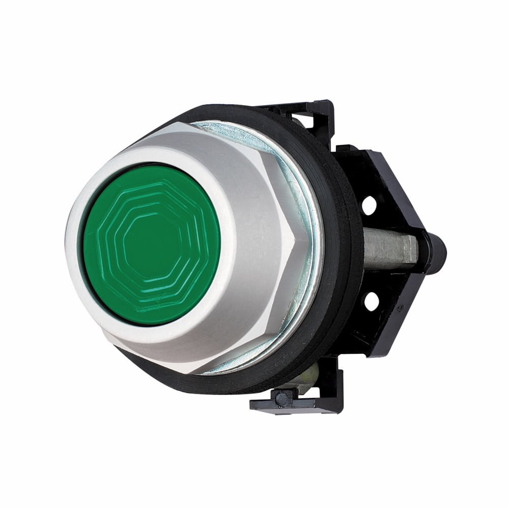 Eaton, 30.5 mm Watertight/Oiltight Pushbutton operator,Red,Plastic Actuator,Chrome bezel,1NC,Non-illuminated,Flush mounting,NEMA 3, 3R, 4, 4X, 12, 13,Momentary,30.5 mm,Flush Pushbutton,HT800