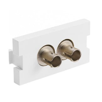 MOS Insert, Duplex ST Fiber Adapter with Phosphor Bronze Sleeve, 1 unit high, white.  For use with Multi-Mode fiber.