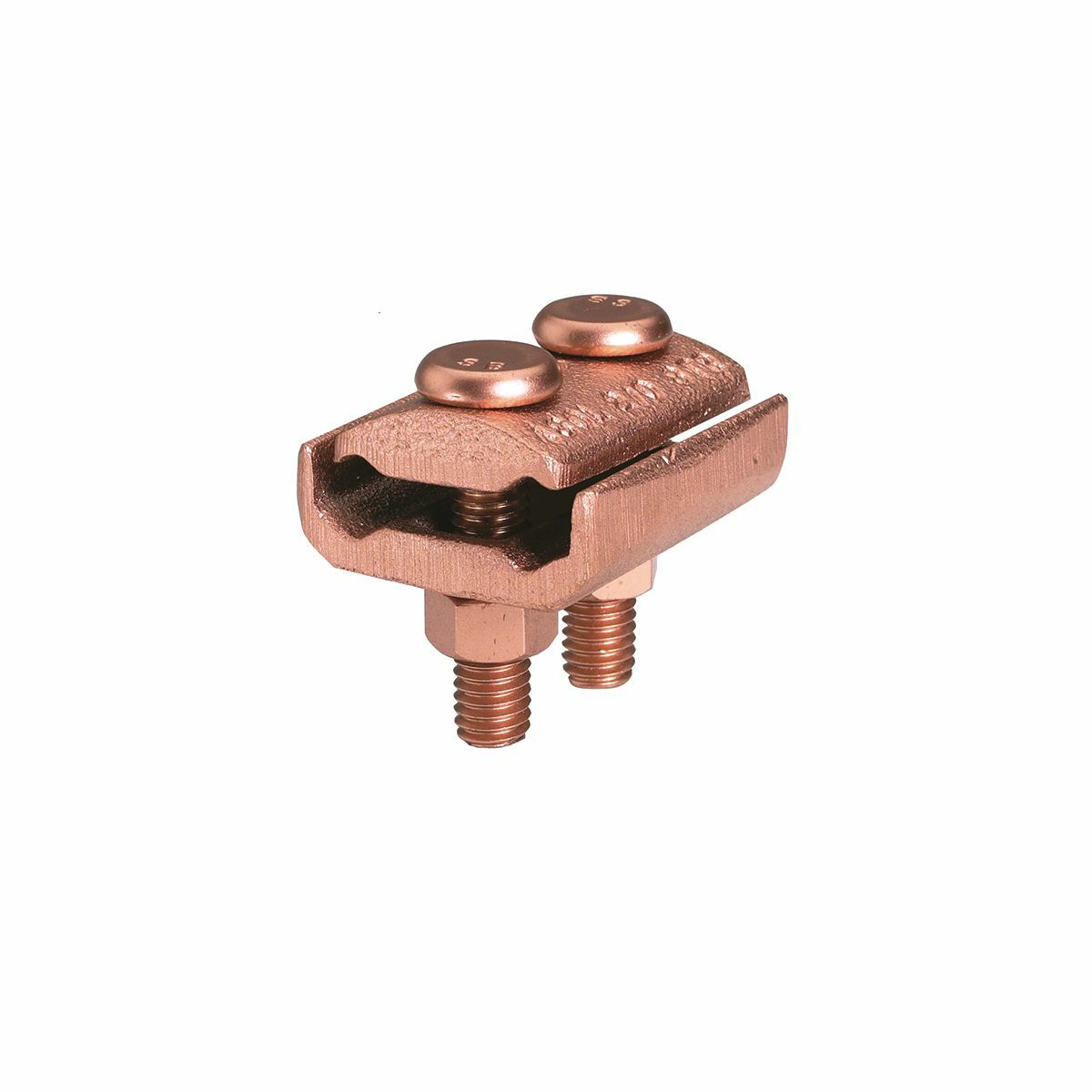 Mechanical Grounding Connector, 2 Cables to 1/4" Thick Bar, 2/0 AWG (Sol) -250 kcmil, 1/2" Stud.