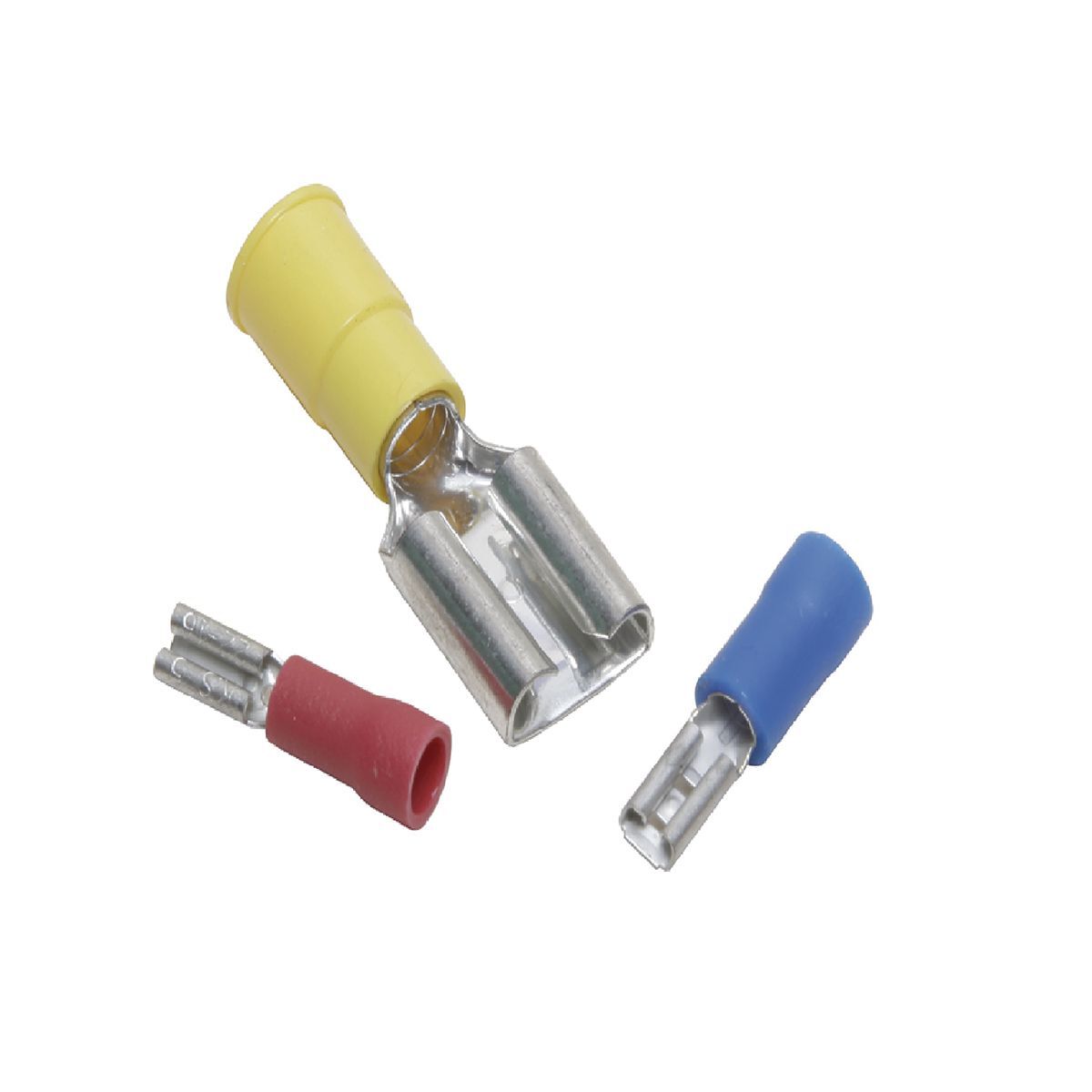 Brass Female Quick Disconnect, 14-16 AWG, Vinyl Insulated, Tin Plated, Install with MRE1022NV, Y10D.