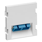 MOS Insert, Duplex SC Fiber Adapter with Zirconia Ceramic Sleeve, 45° exit, 2 units high, white. For use with Single-Mode and Multi-Mode fiber.