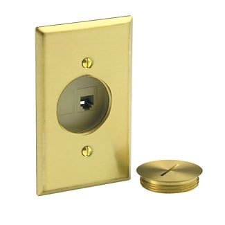 QuickPort Floor Jack Assembly, 6P6C x Blank.  Assembly includes wallplate, insert, jacks, and screw cap.