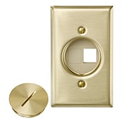 QuickPort Floor Jack Assembly, blank x blank.  Assembly includes wallplate, insert, blanks, and screw cap.